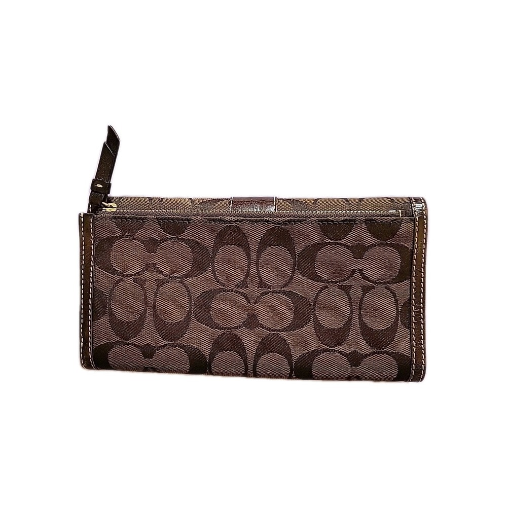 COACH Signature Logo Tri-Fold Long Wallet 7"x4"x1" - Picture 2 of 3